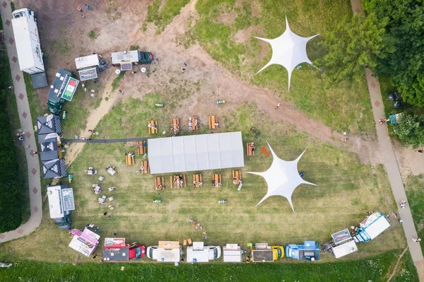 Food Truck Rally Fast Food Party Bedzin Silesia Poland Aerial — Stock Photo, Image