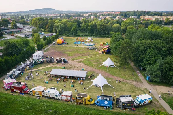 Jedzenie Ciężarówka Rajd Fast Food Party Bedzin Silesia Poland Powietrza — Zdjęcie stockowe