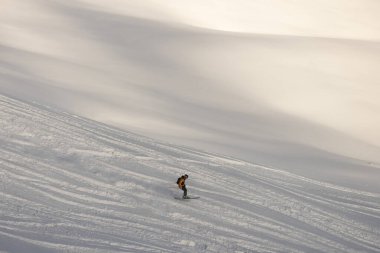 Alplerdeki kar tozu içinde özgürce dolaşmak. İsviçre Jungfrauregion 'deki İsviçre Alpleri.
