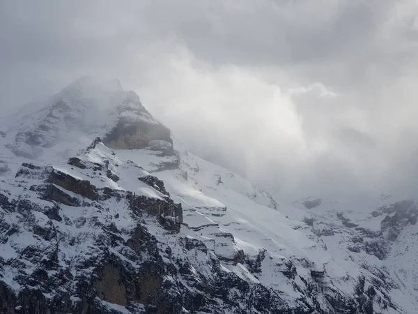 Blick Auf Die Schweizer Berge Winter Eiger Wolken Monoch Und — Stockfoto