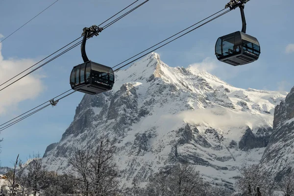 Vue Sur Les Montagnes Suisses Hiver Nuages Mittelhornin Schreckhorn Wetterhorn — Photo