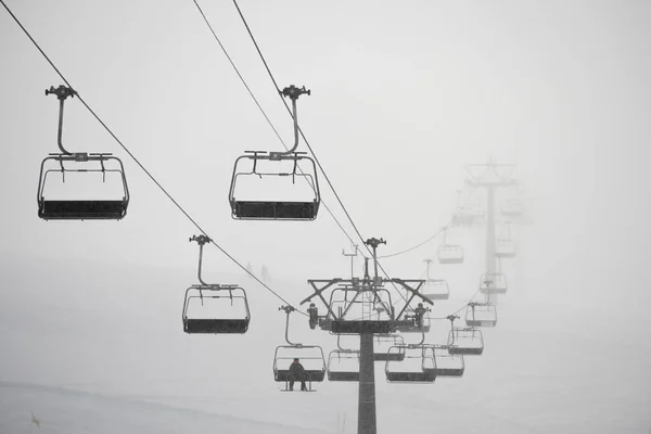 Skilift Wolken Sessellift Den Schweizer Alpen Der Jungfrauregion Stockfoto