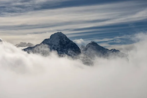 Blick Auf Die Schweizer Berge Winter Eiger Wolken Monoch Und Stockfoto