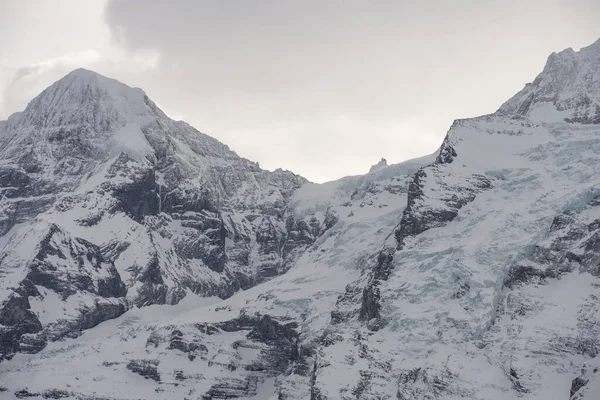 Blick Auf Die Schweizer Berge Winter Eiger Wolken Monoch Und Stockbild