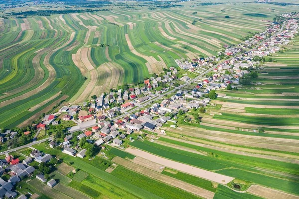 Dorf Aus Der Drohnenluft Suloszowa Dorf Kreis Krakau Woiwodschaft Kleinpolen Stockbild