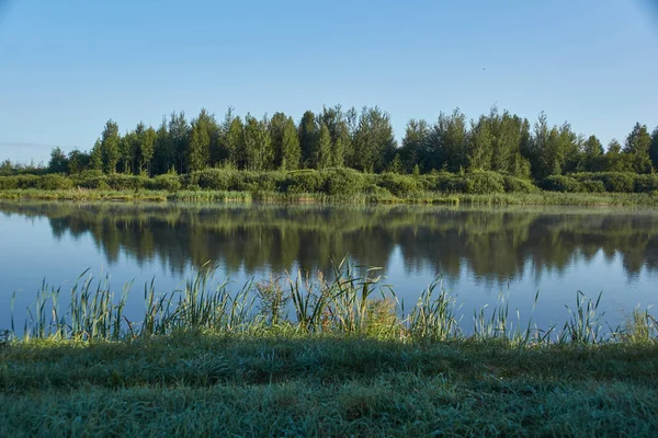 Pesca Sul Lago Riflessione Acqua Centro Ricreativo Agosto 2021 — Foto Stock