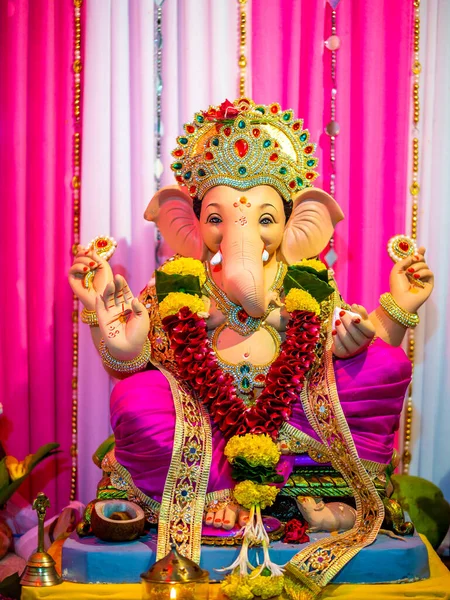 Closed Lord Ganesha White Ping Background — Stock Photo, Image