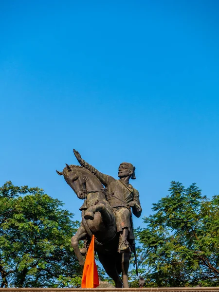 Mumbai Indie Grudnia 2020 Posąg Króla Shivaji Maharaja Indyjskiego Wojownika — Zdjęcie stockowe