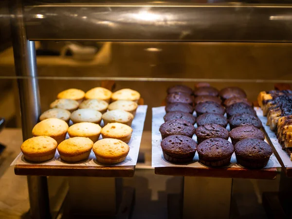 Blandade Mini Muffins Dessert Buffé Muffins Närbild — Stockfoto