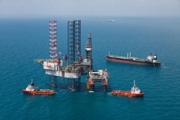 Offshore oil rig drilling
