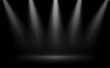 Beyaz parıltılı siyah panoramik stüdyo arka planı - Vektör