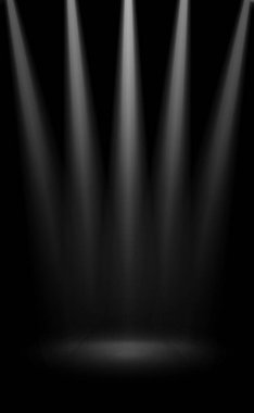 Beyaz parıltılı siyah panoramik stüdyo arka planı - Vektör
