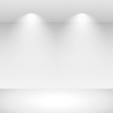 Beyaz, gri panoramik stüdyo arka planında beyaz parıltı