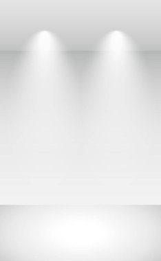 Beyaz, gri panoramik stüdyo arka planında beyaz parıltı