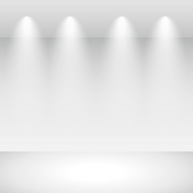 Beyaz, gri panoramik stüdyo arka planında beyaz parıltı