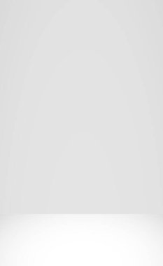 Beyaz, gri panoramik stüdyo arka planında beyaz parıltı