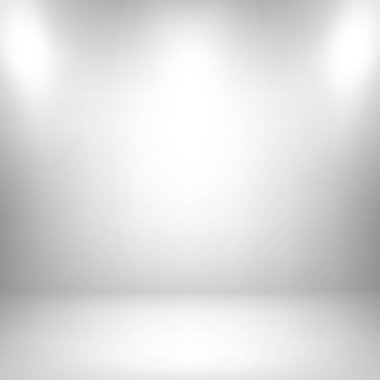 Beyaz, gri panoramik stüdyo arka planında beyaz parıltı