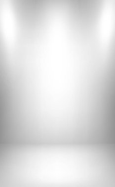 Beyaz, gri panoramik stüdyo arka planında beyaz parıltı