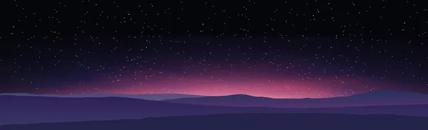 山と夕日のパノラマ風景 ベクトルイラスト — ストックベクタ