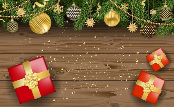 Fundo Natal Árvore Com Brinquedos Ano Novo Ilustração —  Vetores de Stock