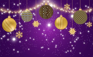 Parlak ampulleri ve tatil süslemeleri olan bir Noel arkaplanı.