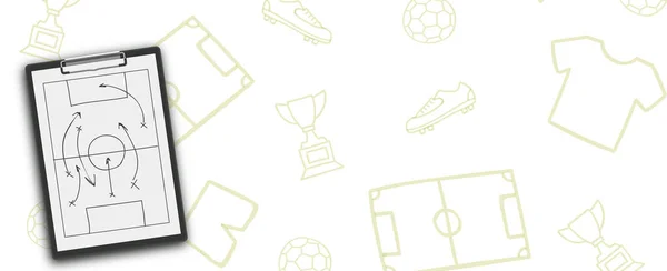 Sportovní Tablet Fotbalovou Taktikou Hře Ilustrace — Stock fotografie