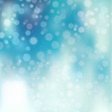 Mavi arkaplanda beyaz bulanık bokeh - Vektör illüstrasyonu