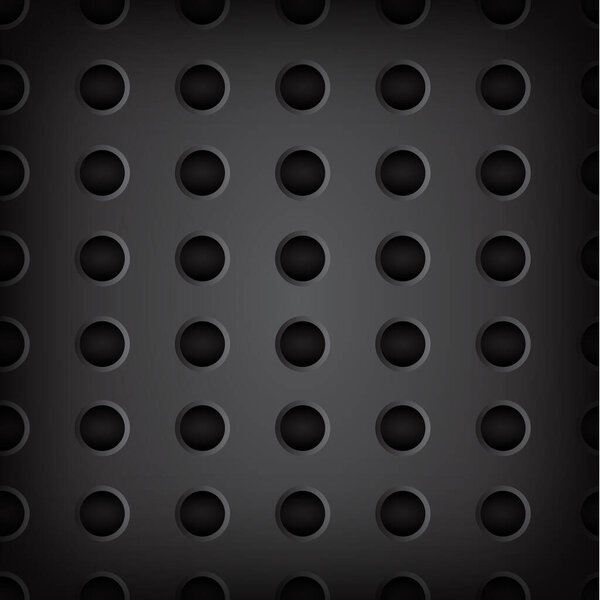 Black perforated background with black holes and glow - Illustration