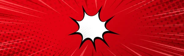 Красный Комический Зум Линиями Точками Белыми Элементами Векторная Иллюстрация — стоковый вектор