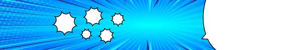 Blauwe Komische Zoom Met Lijnen Stippen Vector Illustratie — Stockvector