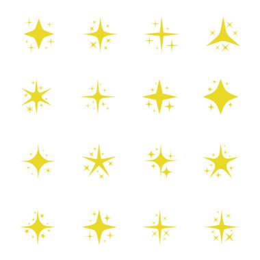 Parlayan tatil yıldızları, parıldayan kıvılcımlar ve parlak elementler - illüstrasyon