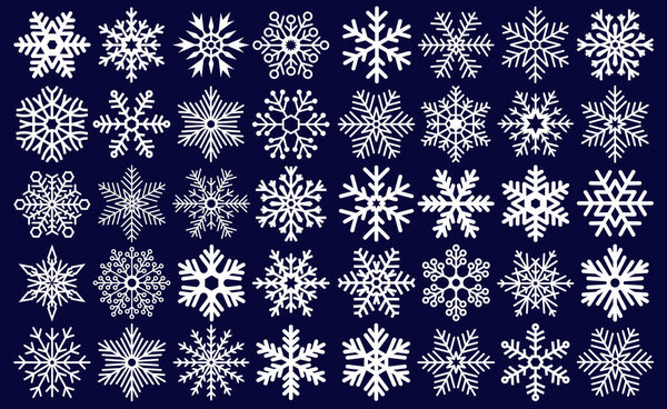Коллекция икон различных снежинок - Векторная иллюстрация