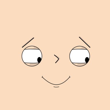 Anlamlı duyguları olan neşeli, gülen bir yüz - Vektör illüstrasyonu