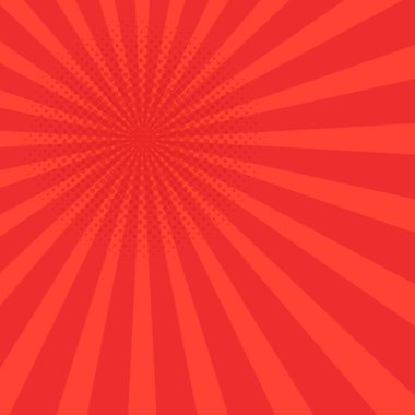 Çizgiler ve noktalarla kırmızı çizgi roman yakınlaştırması - Vektör illüstrasyonu