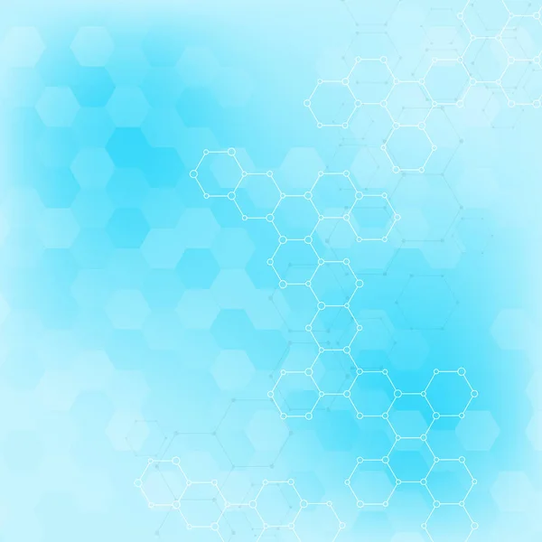 Hexagons Different Sizes Blue Background Vector Illustration — Vetor de Stock