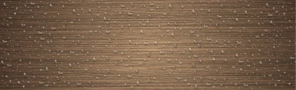 Realistische Wassertropfen Auf Hellem Holzgrund Vektorillustration — Stockvektor