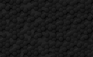 Siyah ve gri arkaplanda siyah soyut altıgenler - illüstrasyon