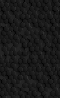 Siyah ve gri arkaplanda siyah soyut altıgenler - illüstrasyon