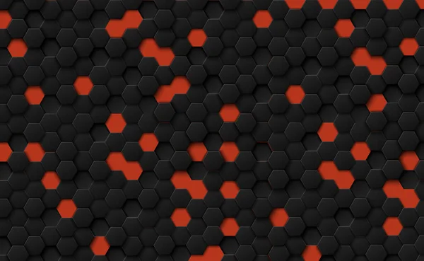 Abstract Hexagons Black Red Background Illustration — Stock Photo, Image