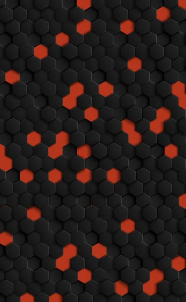 Abstract Hexagons Black Red Background Illustration — Stock Photo, Image