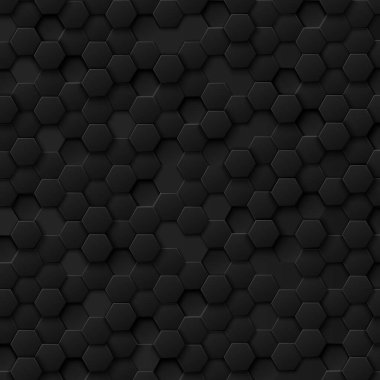 Siyah ve gri arkaplanda siyah soyut altıgenler - illüstrasyon