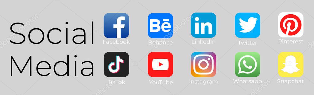 Different icons of popular social networks - Vector illustration