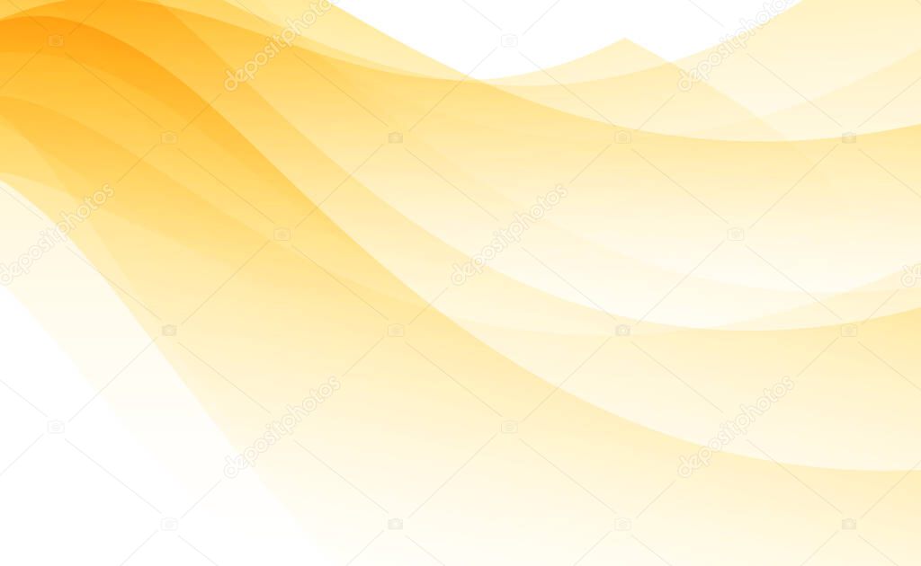 Abstract white background with yellow wavy lines - Vector illustration
