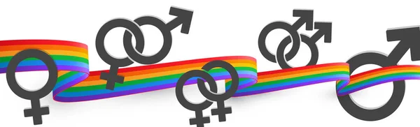 Absztrakt Zászló Festett Szivárvány Lgbt Színek Szimbólumokkal Vektor Illusztráció — Stock Vector