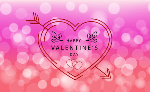 Красно-розовый фон боке с поздравлениями День Святого Валентина - Векторная иллюстрация
