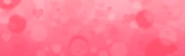 Fond Bokeh Rouge Rose Avec Des Cœurs Illustration — Image vectorielle
