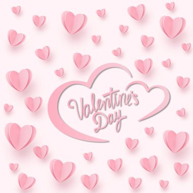 Beyaz arka planda pembe-kırmızı kalpler