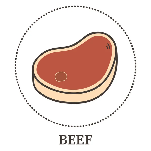 Bife Vaca Fresco Sobre Fundo Branco Ilustração Vetorial —  Vetores de Stock