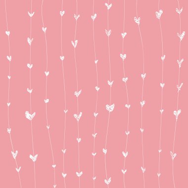 Beyaz boyanmış kalplerle soyut pembe arkaplan - Vektör illüstrasyonu