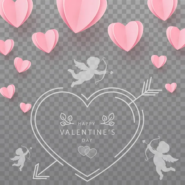 Gently Pink Red Hearts Form Big Heart Transparent Background Illustration — Stock Vector